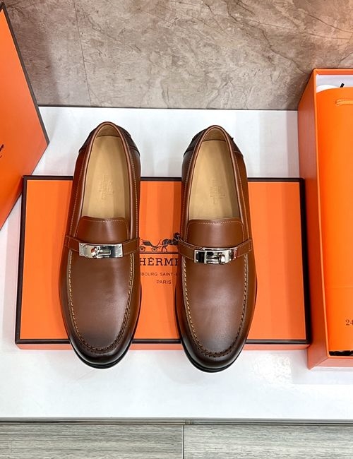 Hermes Giovanni Leather Loafer Shoes