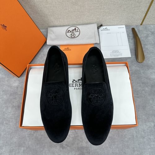 Hermes Julio Loafer Shoes With Leather Upper