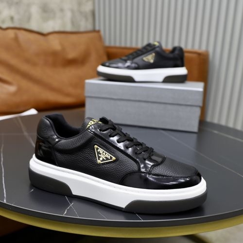 Prada Nappa Leather And Canvas Sneakers