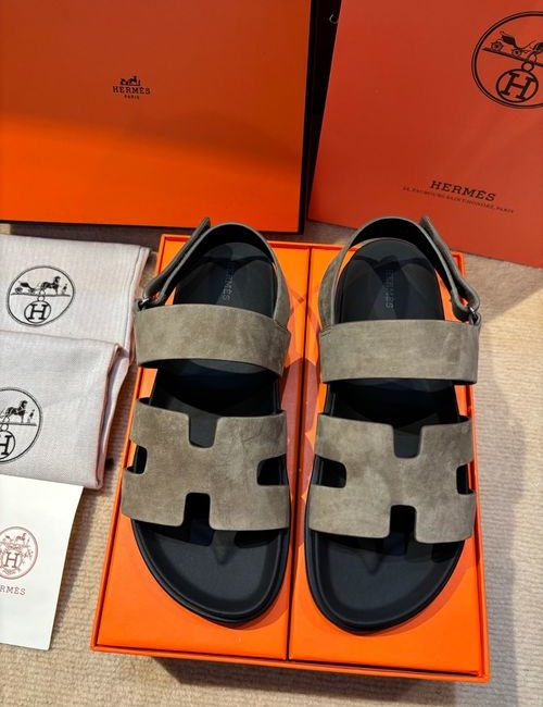 Hermes Electric Contrast Sole Suede Sandals