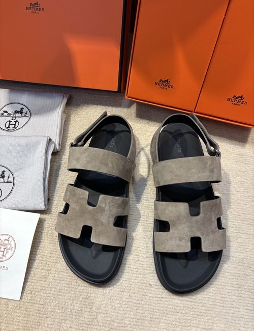 Hermes Electric Contrast Sole Suede Sandals