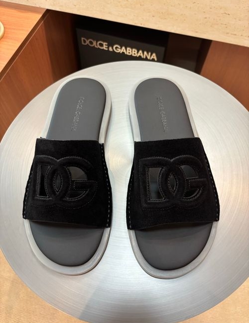 Dolce & Gabbana DG Cowhide Logo Slippers