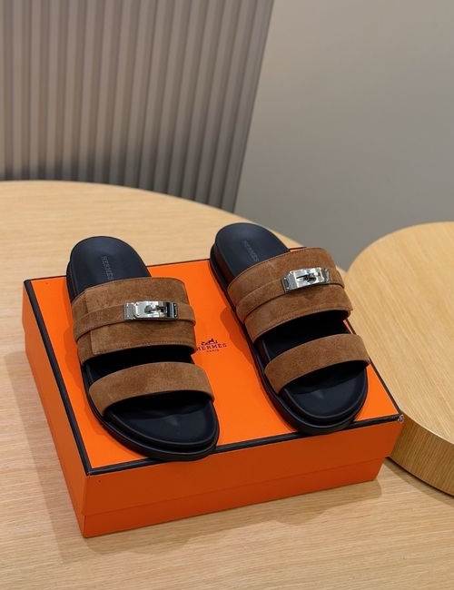 Hermes H Buckle Cowhide Leather Sole Slides