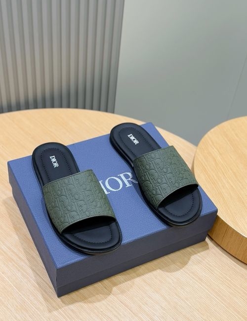Christian Dior CD Alias Cowhide Slippers Oblique Printed Sole