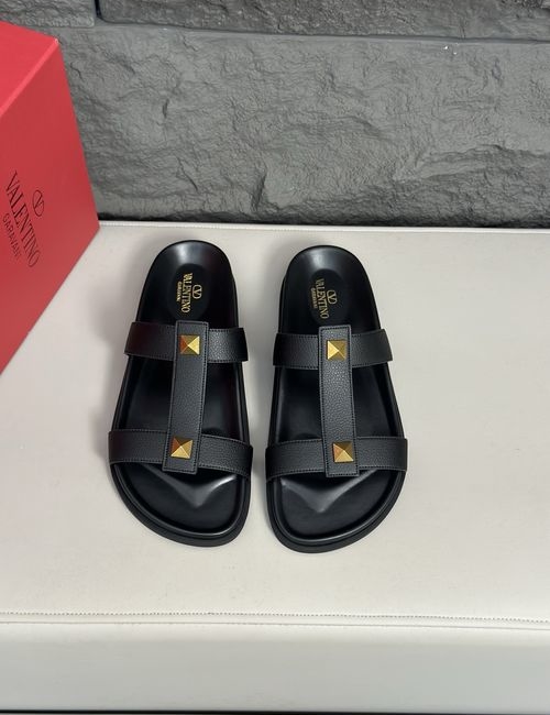 Valentino Leather Slides Non-slip Rubber Sole