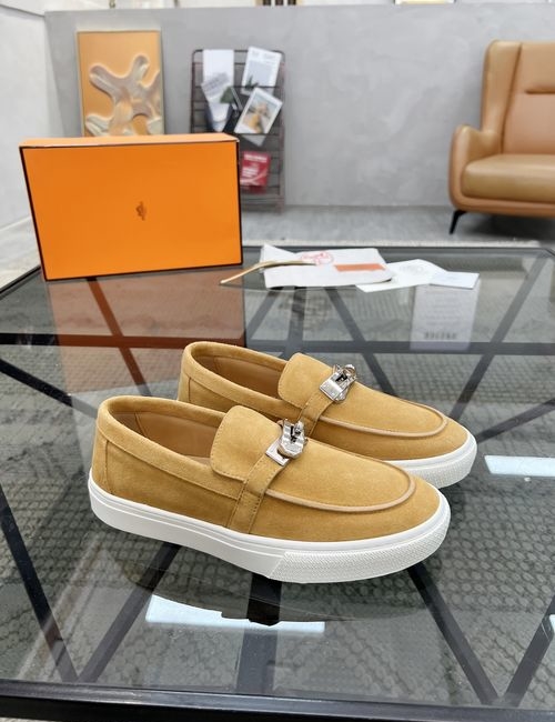 Hermes Printed Canvas Leather Casual Shoes