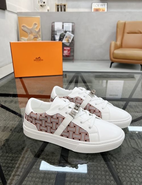Hermes Printed Canvas Leather Casual Shoes