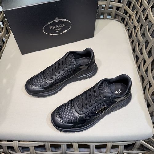 Prada Leather Mesh Breathable Fashion Sneakers