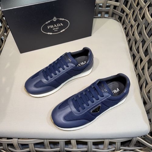 Prada Stitching Leather Mesh Casual Sneakers
