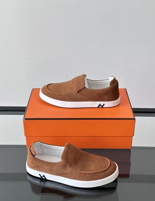 Hermes Kiddy Calf Suede Loafers