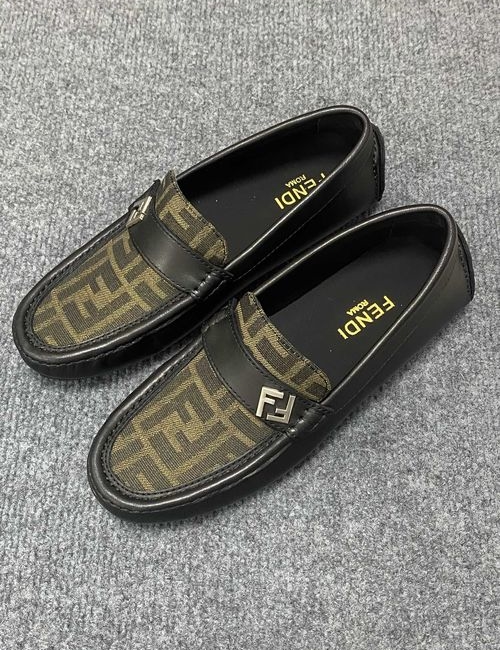 Fendi Calfskin Loafers With Metal Logo Detail