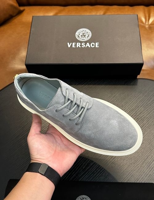 Versace Leather Casual Sneakers With Rubber Sole