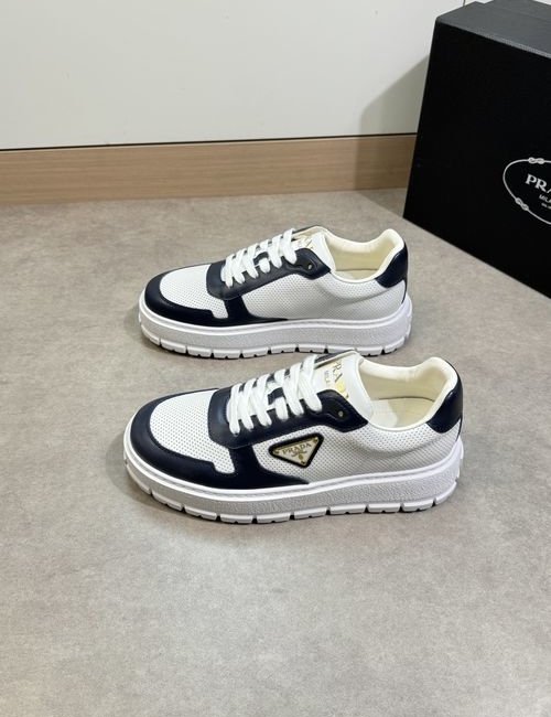 Prada Premium Leather Casual Sneakers With Metal Details