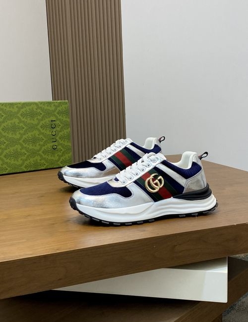 Gucci Premium Leather Fabric Patchwork Sneakers