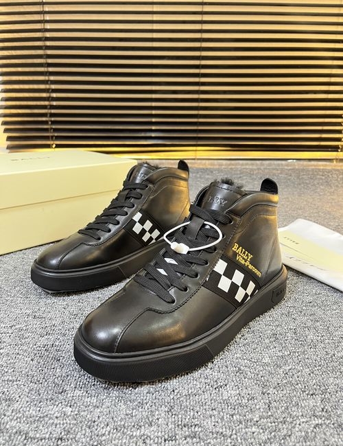 Bally Wool Lined Leather High-top Sneakers