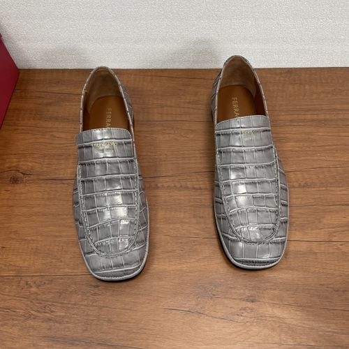 Ferragamo Croc-Embossed Leather Slip-On Loafers