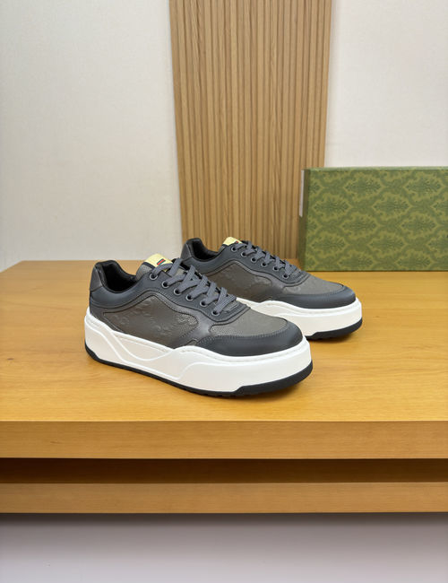 Gucci Premium Casual Sneakers Napa Leather Canvas Upper
