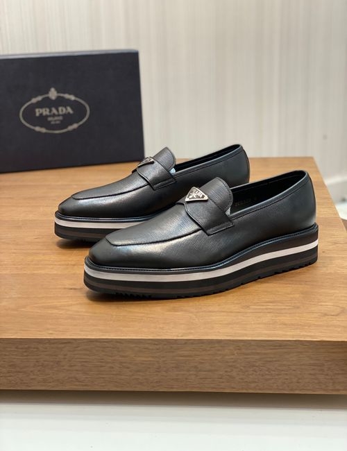 Prada Patent Leather Loafers With Triangle Logo