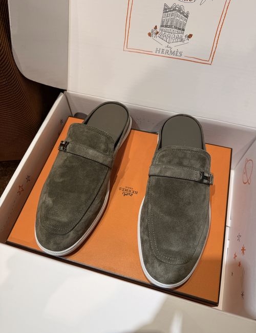 Hermes Bouning Mules Suede Leather Non-slip Sole