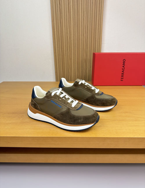 Ferragamo Casual Sneakers Premium Leather Upper Lining TPU Sole