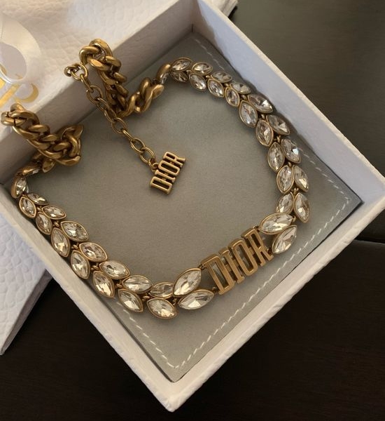 Christian Dior CD Marquise Cut Stone Necklace
