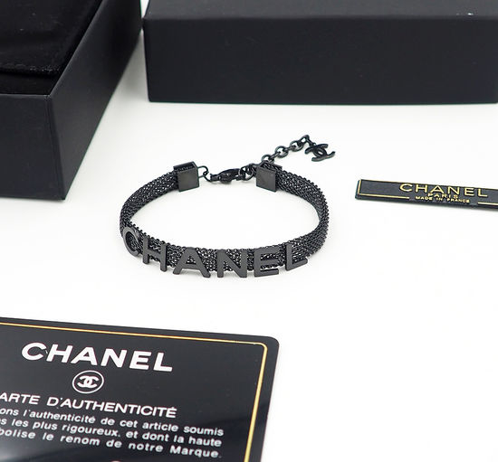 Chanel Black Letter Chain Bracelet