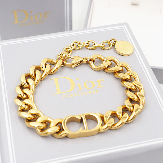 Christian Dior CD Thick Chain Fashion Bracelet