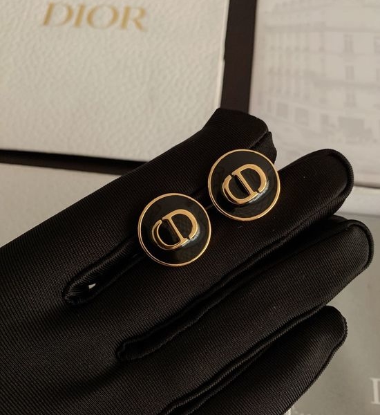 Christian Dior CD Circular Letter Stud Earrings