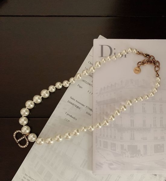Christian Dior CD Pearl CD Necklace in Premium Material