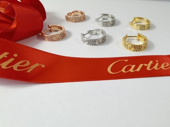 Cartier Full Diamond Classic Hoop Earrings Set
