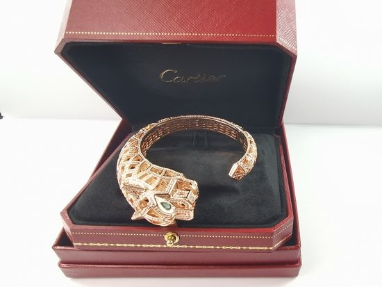 Cartier Hollow Full Diamond Leopard Head Bangle