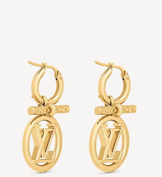 Louis Vuitton LV Polished Metal Circle Detail Hoop Earrings