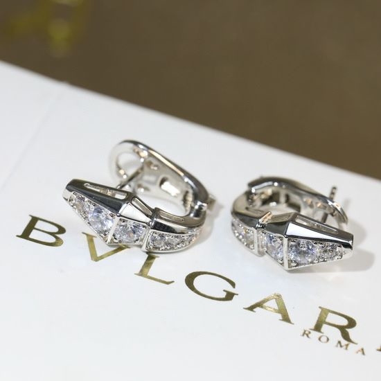 Bvlgari Diamond Snake Shaped Stud Earrings
