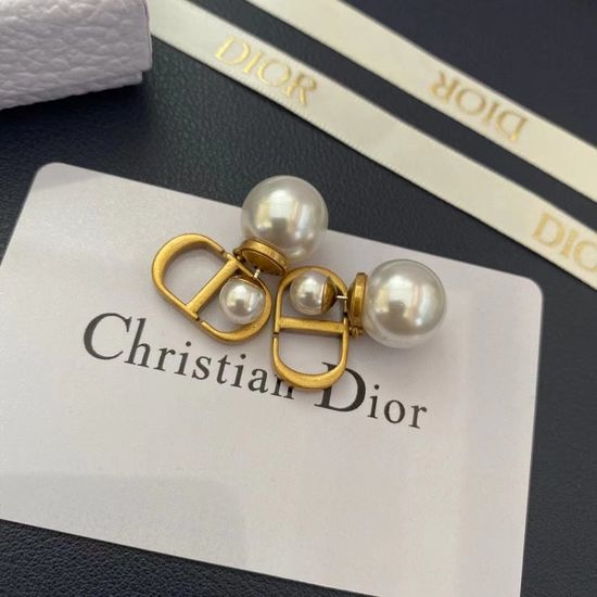 Christian Dior CD Mother of Pearl Double Bead Earrings
