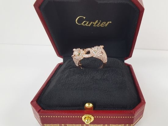 Cartier Double Leopard Head Diamond Inlaid Ring