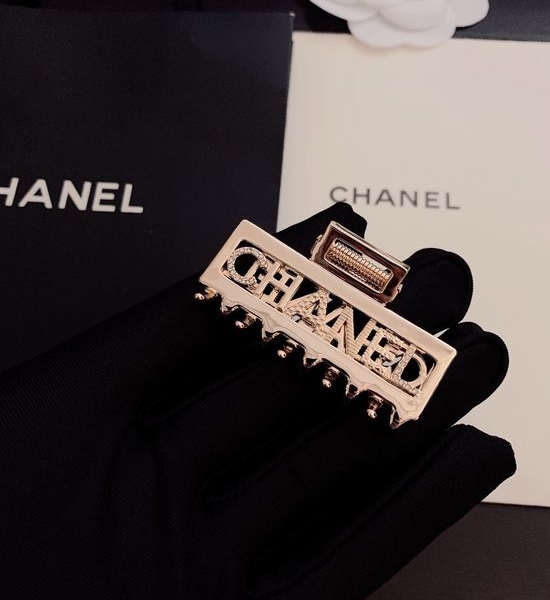 Chanel Letter Hair Claw Clip Brass Material