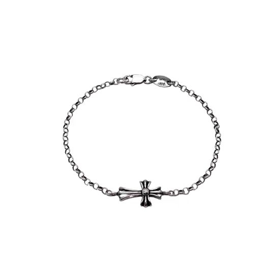 Chrome Hearts Sterling Silver Cross Pearl Bracelet
