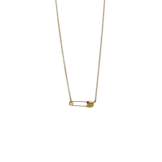 Chrome Hearts Gold Plated Safety Pin Pendant Necklace