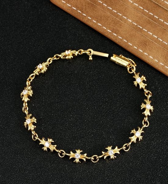 Chrome Hearts Diamond Inlaid Cross Bracelet
