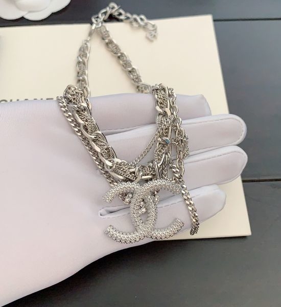 Chanel Silver Tone Chain Link Necklace