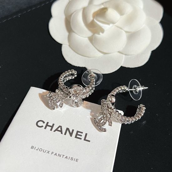 Chanel Bow Knot Pendant Stud Earrings Set