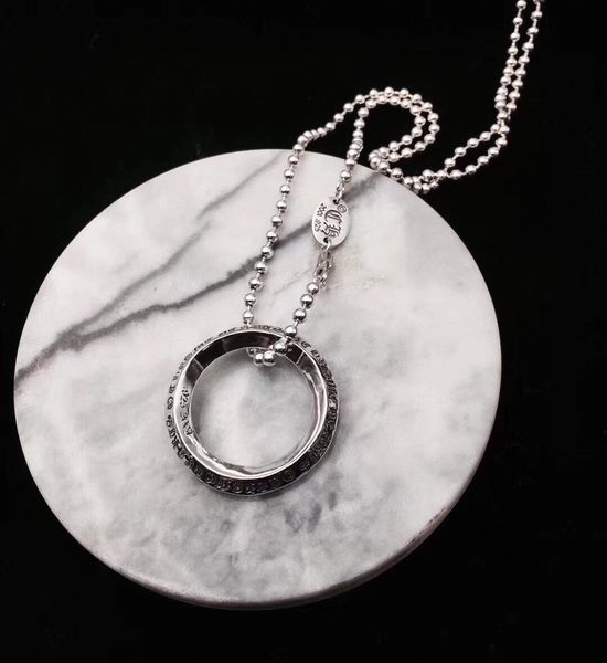 Chrome Hearts Vintage Style Round Pendant Bead Necklace