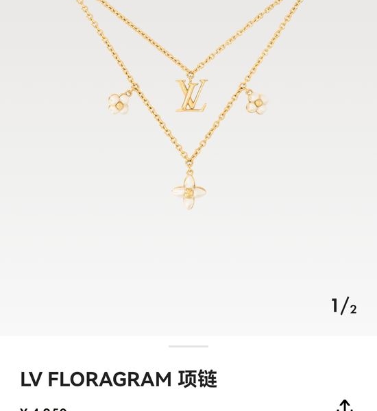 Louis Vuitton LV Double Chain Floral Pendant Necklace Layered Design