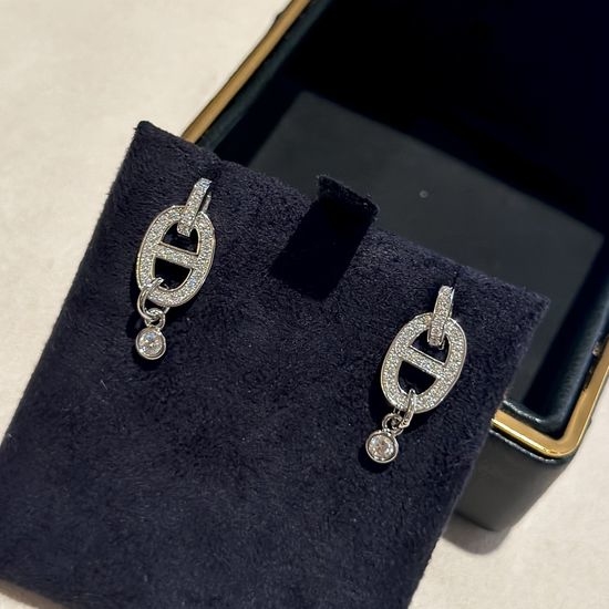 Hermes Classic Pig Nose Single Diamond Earrings