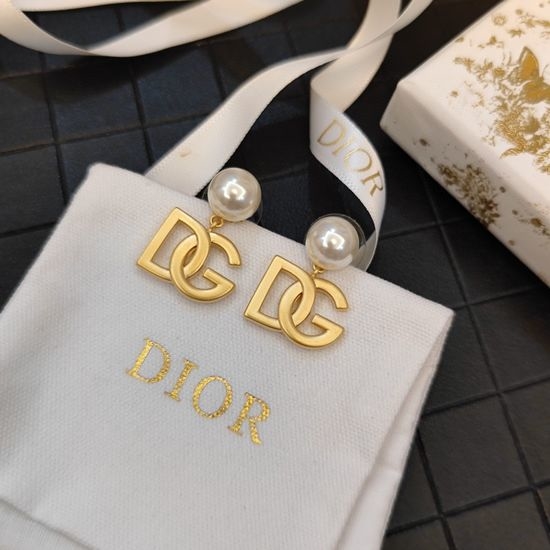 Dolce & Gabbana Letter Pearl Accent Stud Earrings
