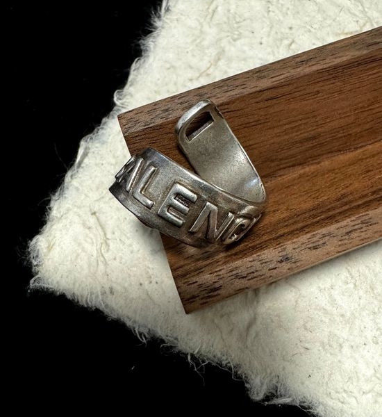 Balenciaga Twisted Carved Letter Band Ring
