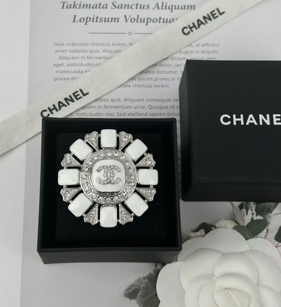 Chanel Round Crystal Brooch Elegant Formal Style