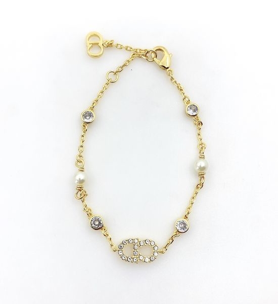 Christian Dior CD Mini Rhinestone Letter Bracelet