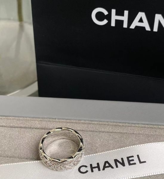 Chanel Full Rhinestone Quilted Ring