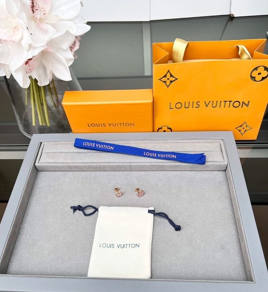 Louis Vuitton LV Pink Mother of Pearl Asymmetric Stud Earrings